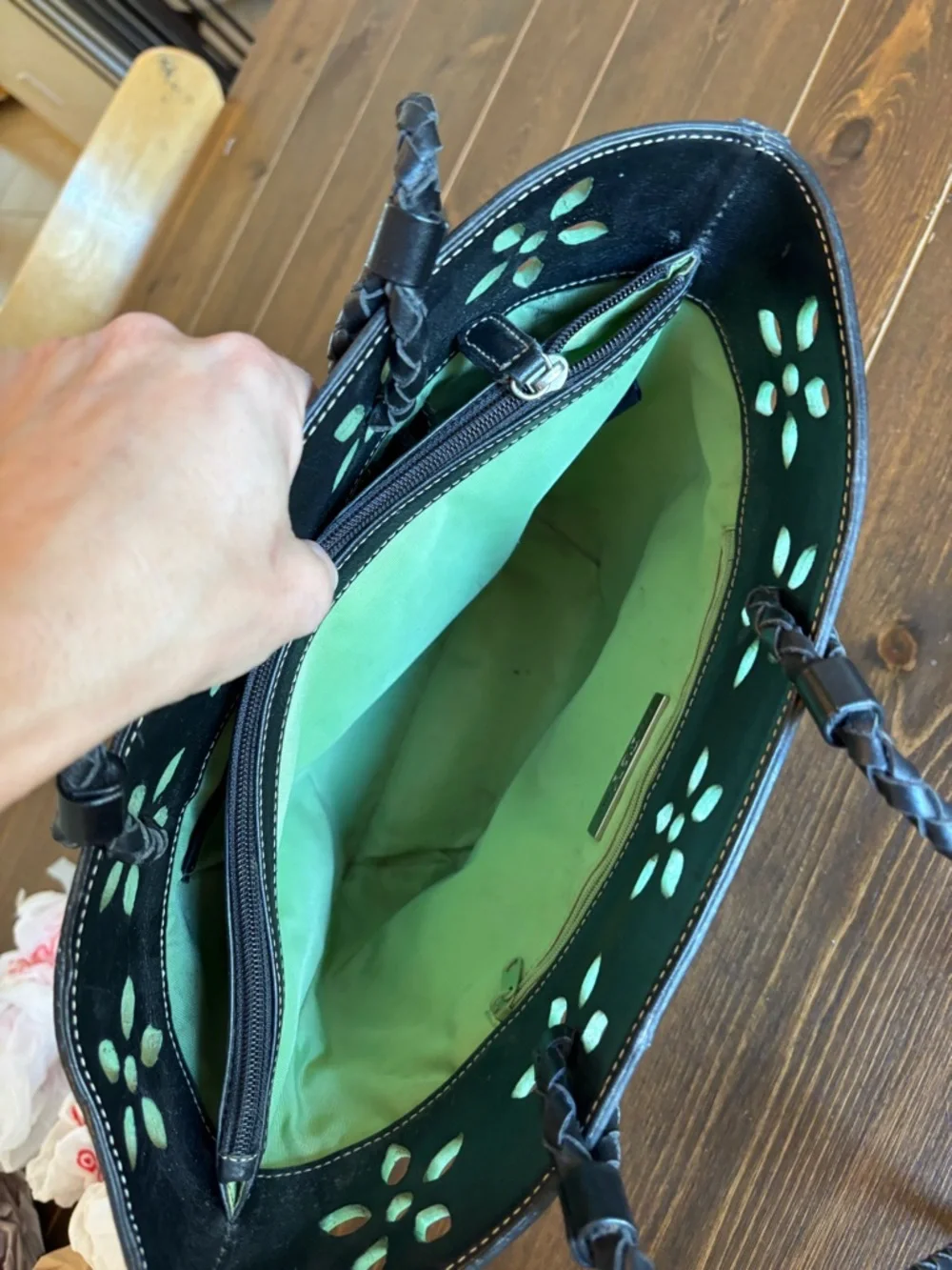 Preston & York Straw Tote Bag Genuine Leather Braided Handle Resort Summer Purse - Picture 7 of 16